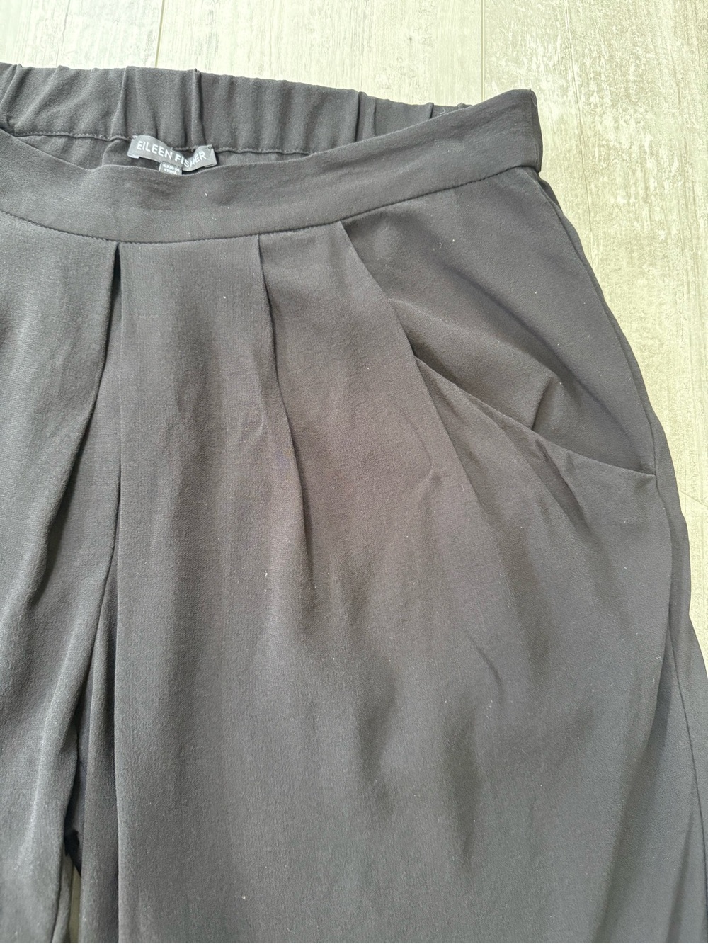 Eileen Fisher Black Silk Georgette Pleated Jogger Pants | Size S - Picture 4 of 10
